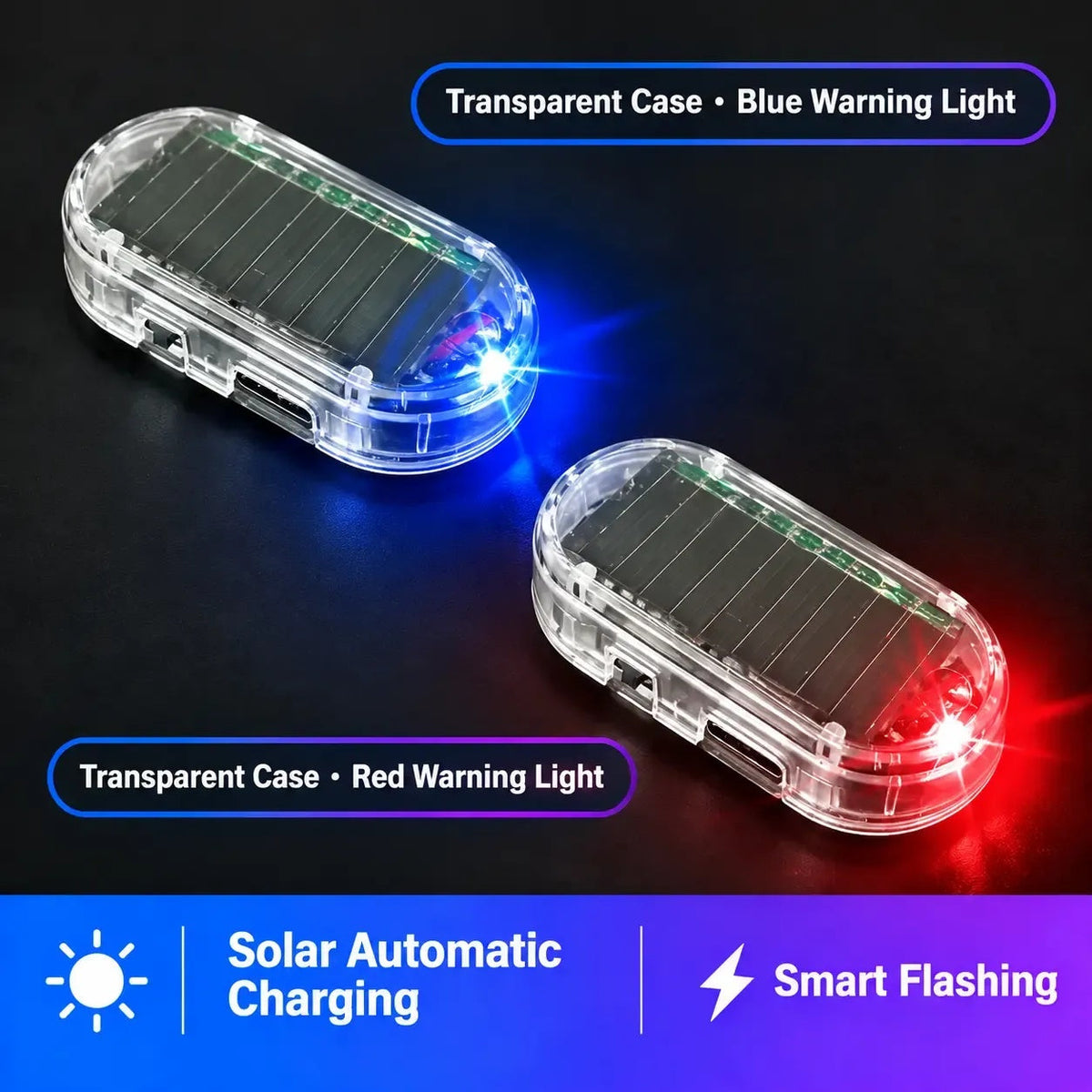 Solar Powered Fake Car Alarm Light – LED Simulated Security Warning Flashing Lamp