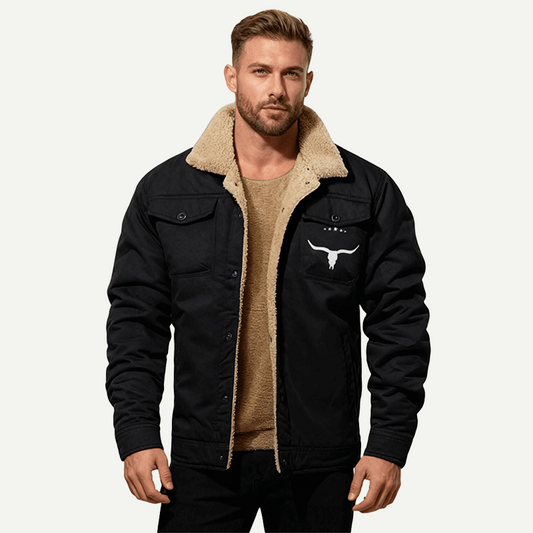 Men's Retro Western Fleece Jacket – Warm, Rugged & Timeless Style