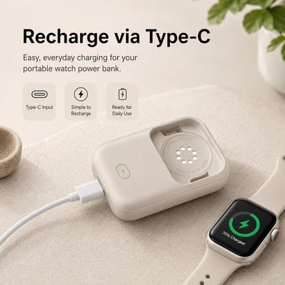 Portable Apple Watch Power Bank – 1200mAh USB-C Fast Charging Travel Charger