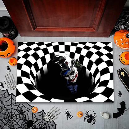 3D Halloween Skull Doormat – Optical Illusion Crystal Velvet Rug