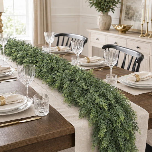 Artificial Christmas Cedar Garlands – Realistic Faux Greenery for Fireplace & Holiday Home Decor