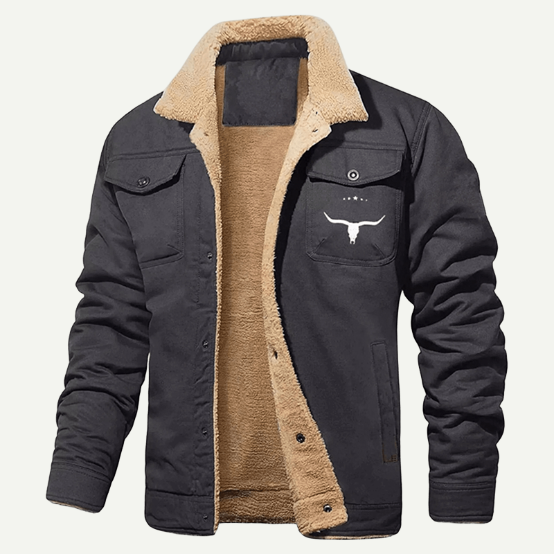 Men's Retro Western Fleece Jacket – Warm, Rugged & Timeless Style