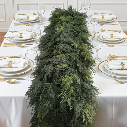 Artificial Christmas Cedar Garlands – Realistic Faux Greenery for Fireplace & Holiday Home Decor