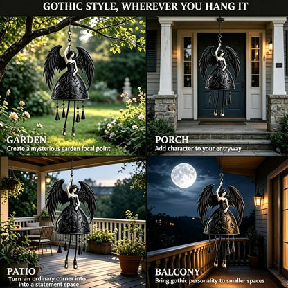 Dark Angel Gothic Wind Chime – Outdoor Garden Hanging Decor