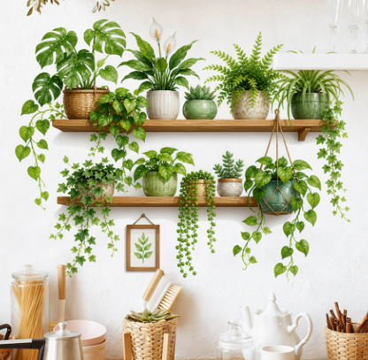 Tropical Potted Plants Wall Stickers-Removable DIY Art Murals for Family Background Wall
