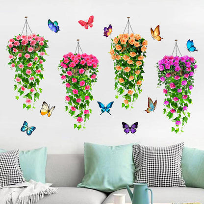 Tropical Potted Plants Wall Stickers-Removable DIY Art Murals for Family Background Wall
