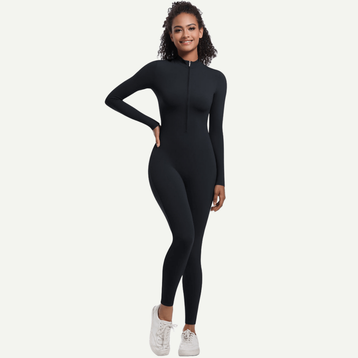 Zipper High Elastic Solid Color Long Yoga Clothes