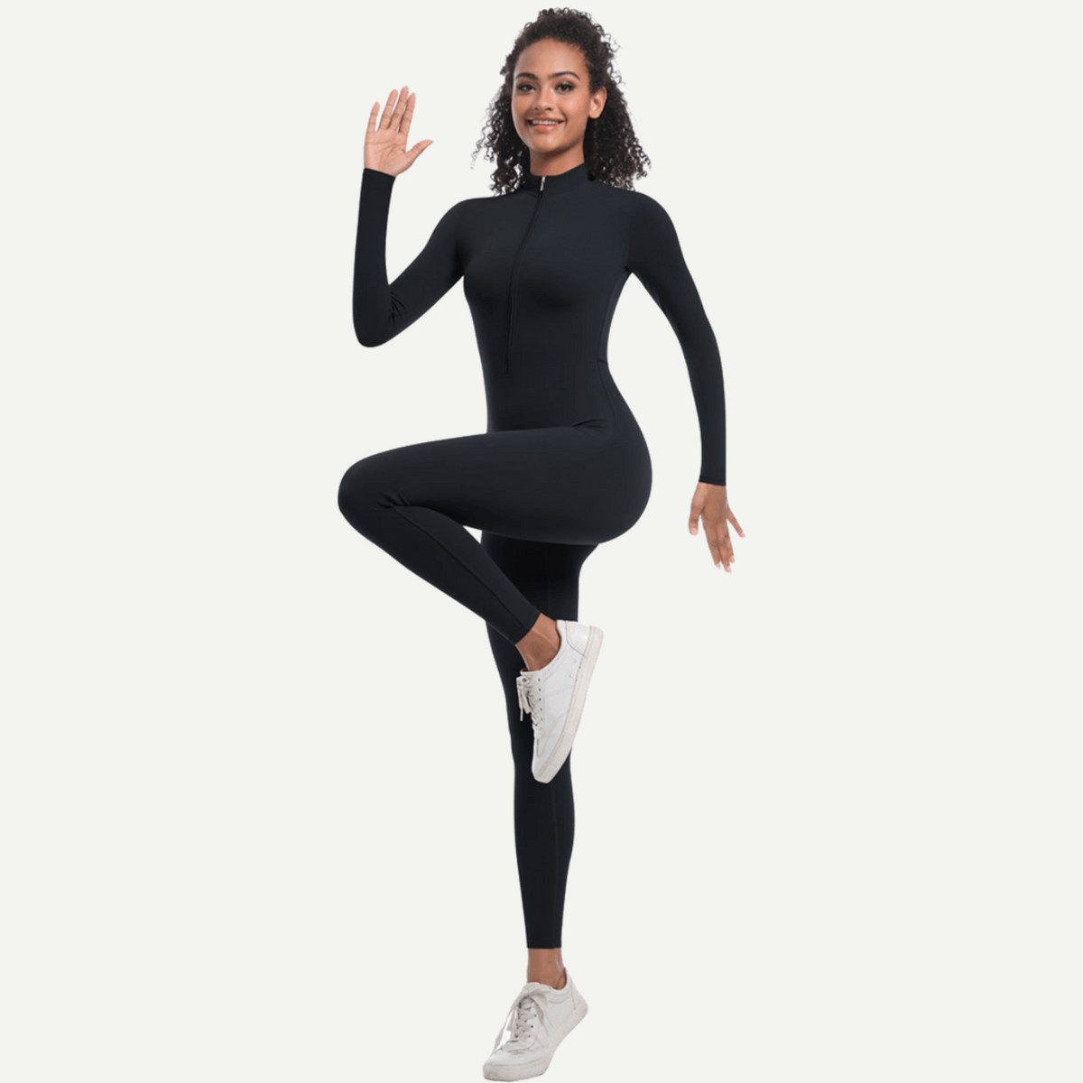 Zipper High Elastic Solid Color Long Yoga Clothes