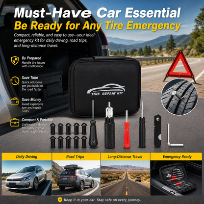 Portable Tire Repair Plug Kit – Fast Emergency Puncture Repair Tool