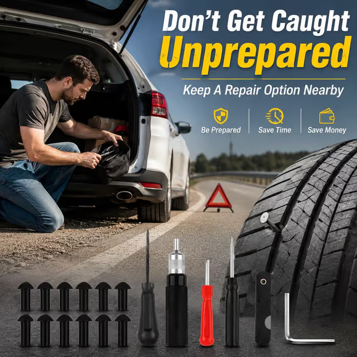 Portable Tire Repair Plug Kit – Fast Emergency Puncture Repair Tool