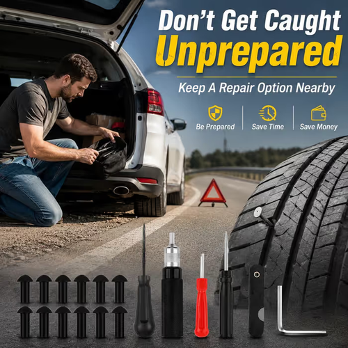 Portable Tire Repair Plug Kit – Fast Emergency Puncture Repair Tool