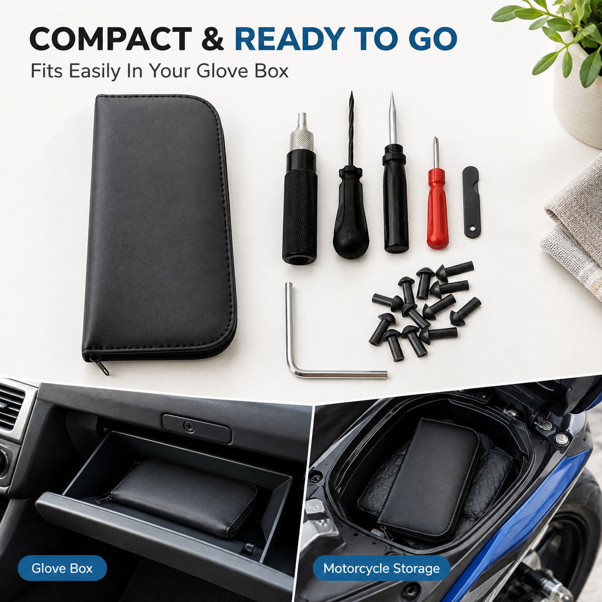 Portable Tire Repair Plug Kit – Fast Emergency Puncture Repair Tool