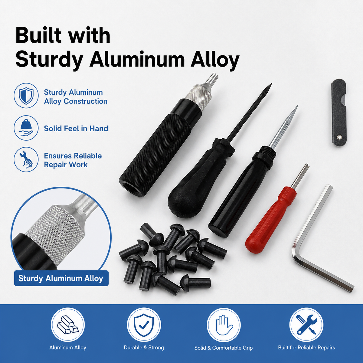 Portable Tire Repair Plug Kit – Fast Emergency Puncture Repair Tool