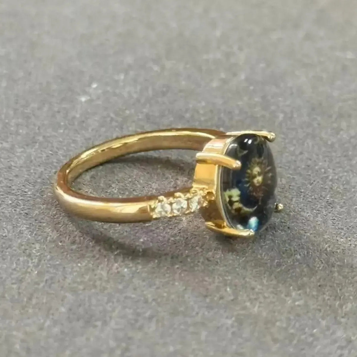 Copper Sun & Moon Celestial Enamel Ring – Mystical Cosmic Jewelry
