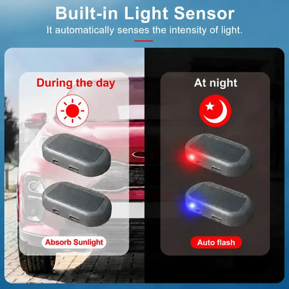 Solar Powered Fake Car Alarm Light – LED Simulated Security Warning Flashing Lamp
