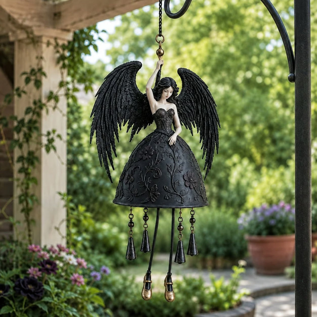 Dark Angel Gothic Wind Chime – Outdoor Garden Hanging Decor