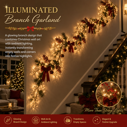Christmas Vine Wall Lights – Flexible LED Branch Garland with Bows
